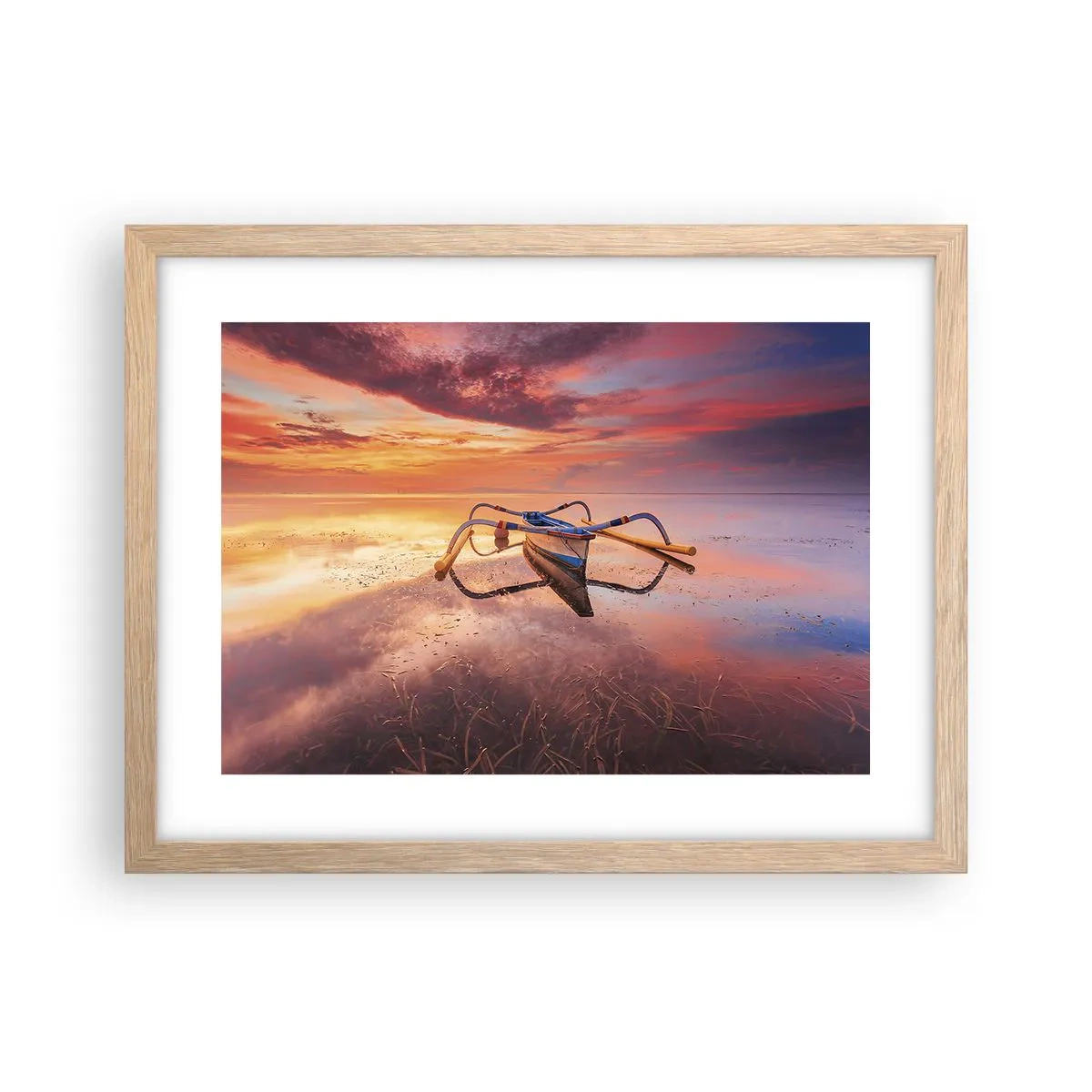 Plakat w ramie jasny dąb - Spokój tropikalnego wieczoru - 40x30 cm