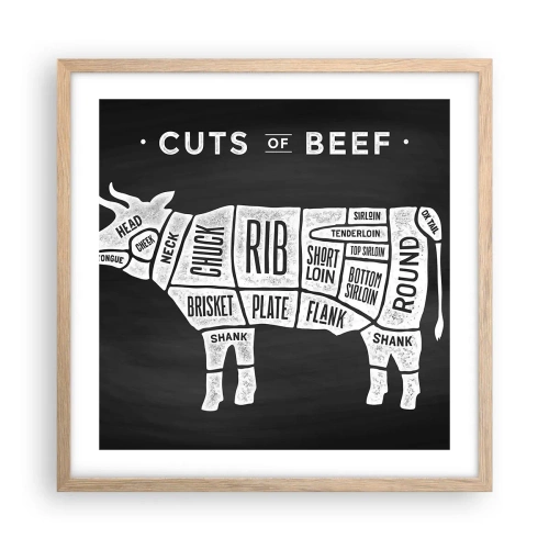 Plakat w ramie jasny dąb - Elementarz masarza - 50x50 cm