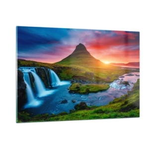 Obraz na szkle - Islandia - ogień i woda - 120x80cm - Islandia - ogień i woda - Nowoczesna dekoracja ścienna do salonu, kuchni i sypialni ARTTOR