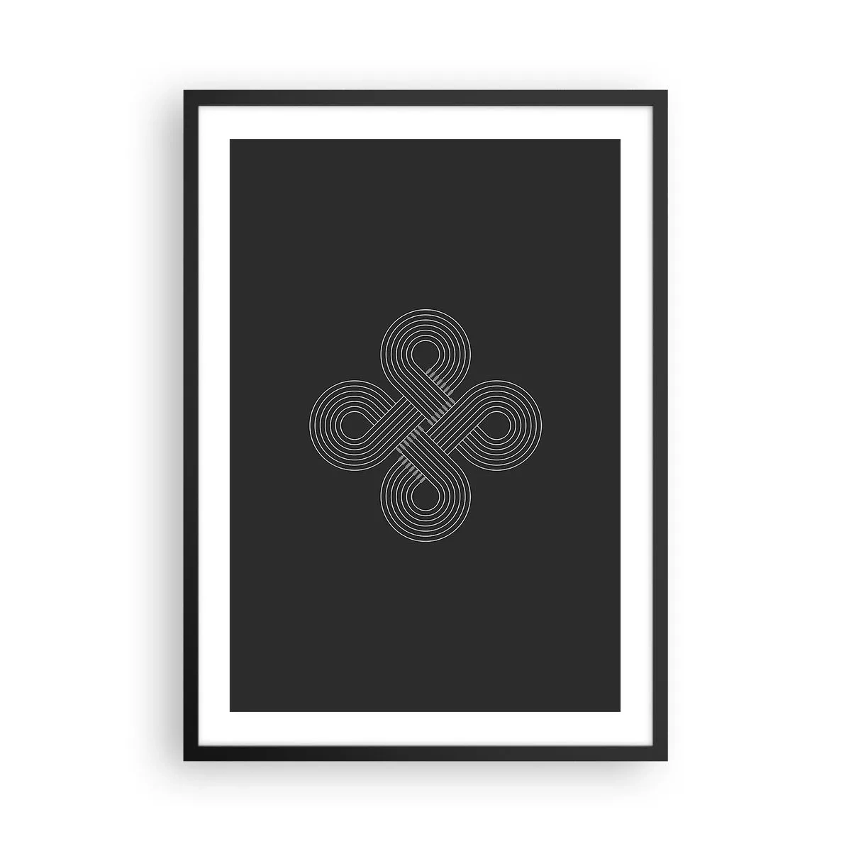 Plakat w czarnej ramie - Geometryczny symbol na czarnym tle - 50x70cm - W duchu celtyckim - Nowoczesna dekoracja ścienna do salonu i sypialni ARTTOR