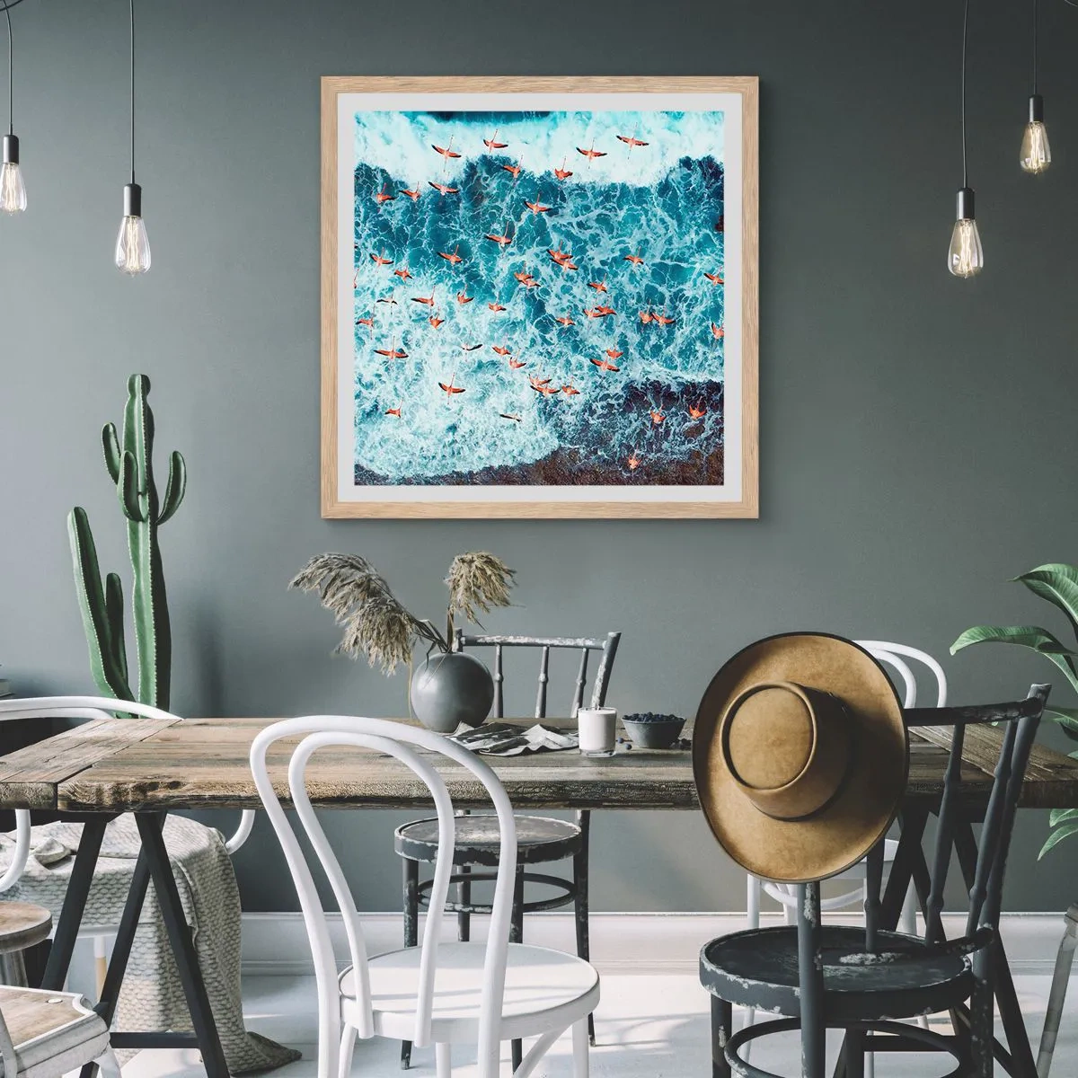 Plakat w ramie jasny dąb - Nadmorska parada - 60x60 cm