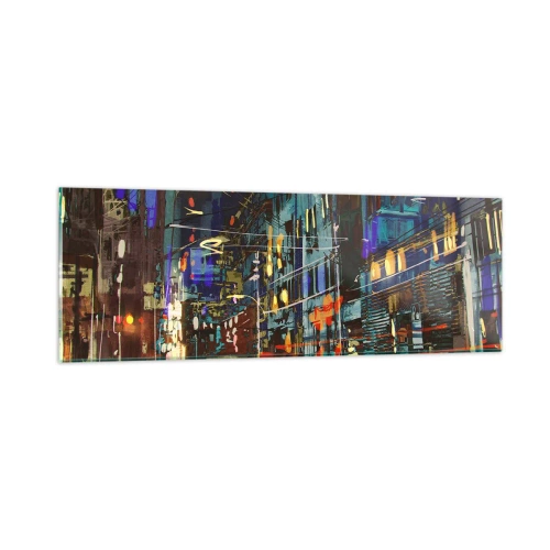 Obraz na szkle - Wieczorny gwar ulicy - 90x30 cm