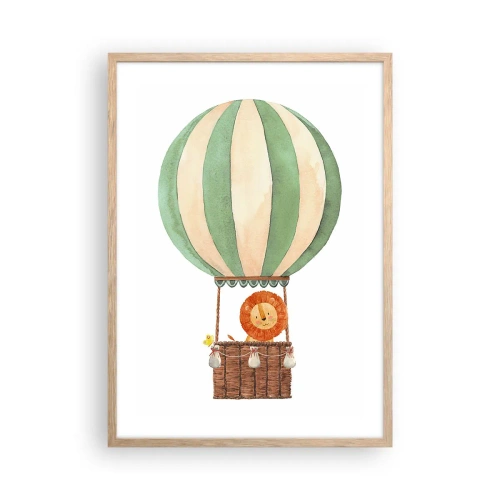 Plakat w ramie jasny dąb - Podróże Leona - 50x70 cm