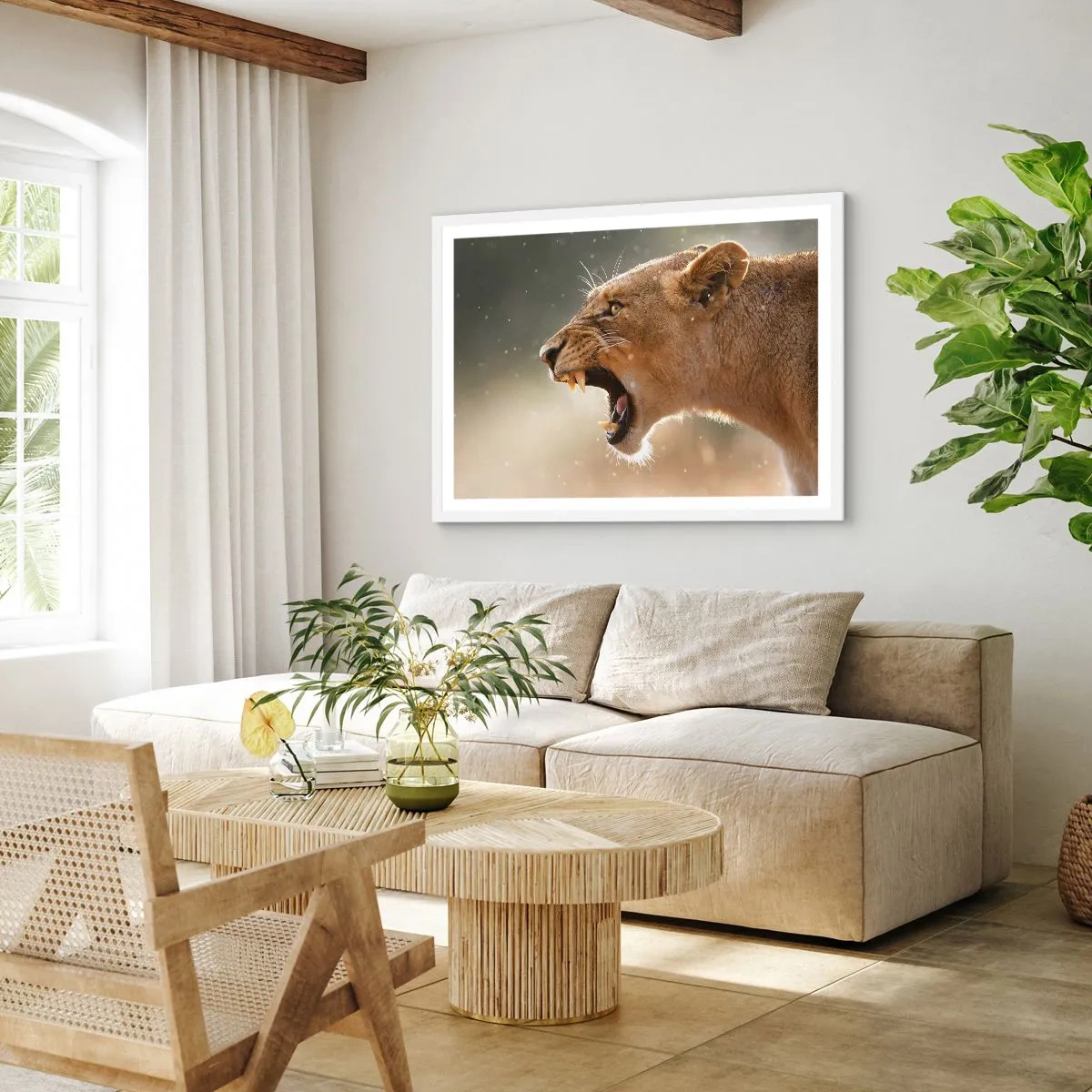 Plakat w białej ramie - Spróbuj nie posłuchać - 100x70 cm