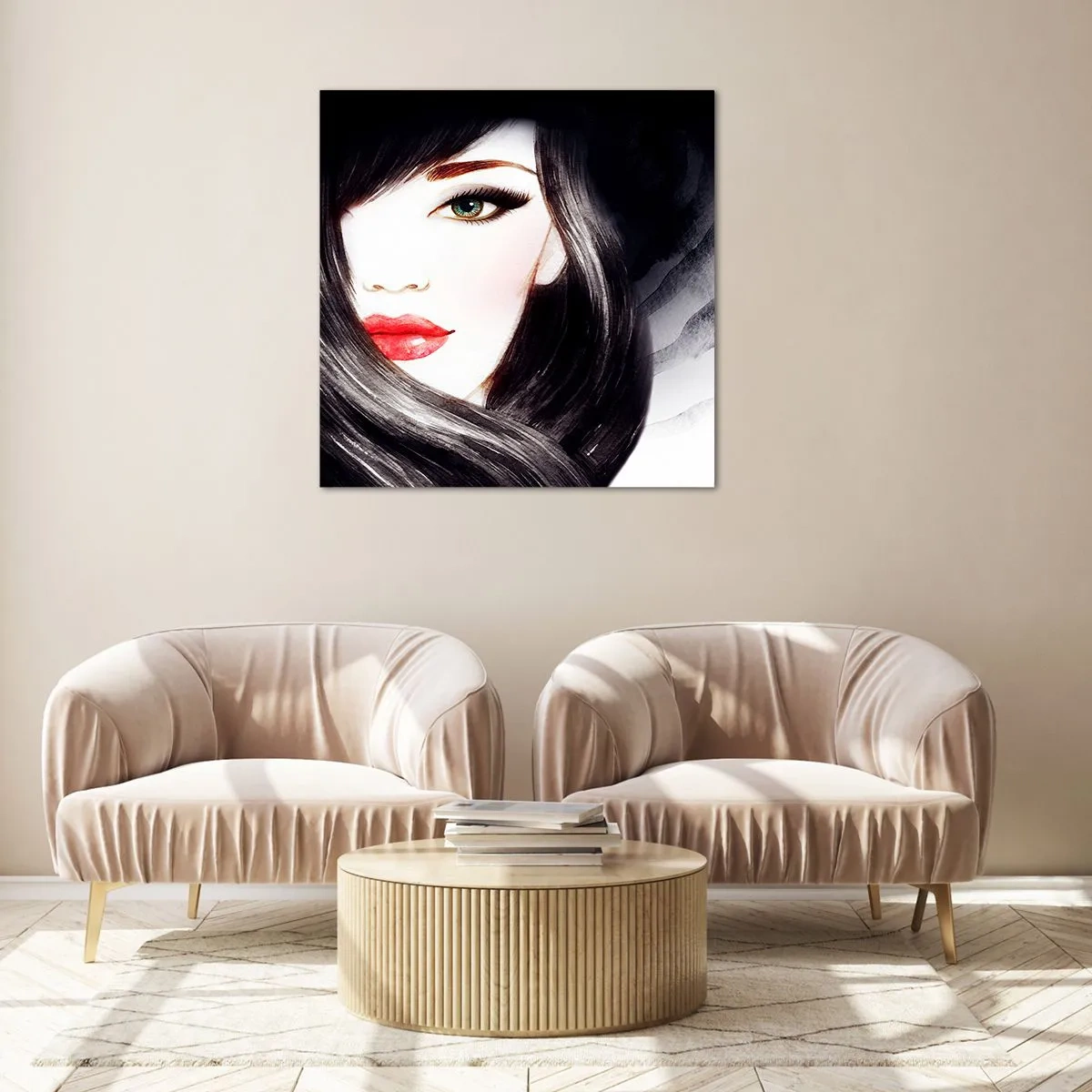 Obraz na szkle - Szafirowe spojrzenie - 60x60 cm