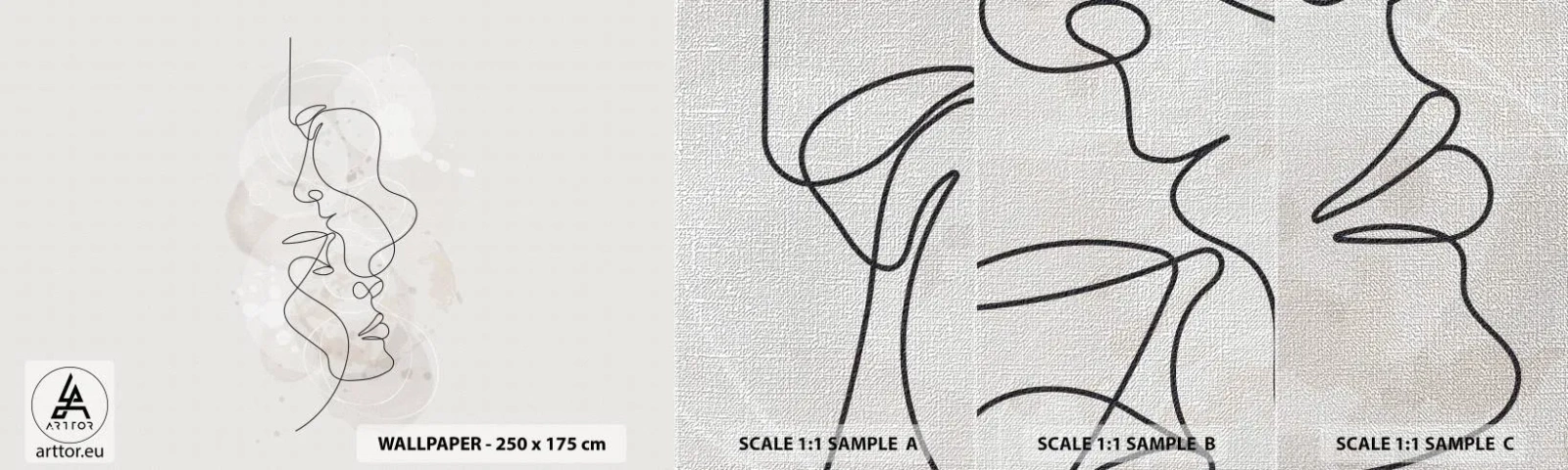 Fototapeta Próbka Premium Canvas - Splątani w uścisku - Abstrakcja, Mężczyzna, Kobieta - 100x30 cm