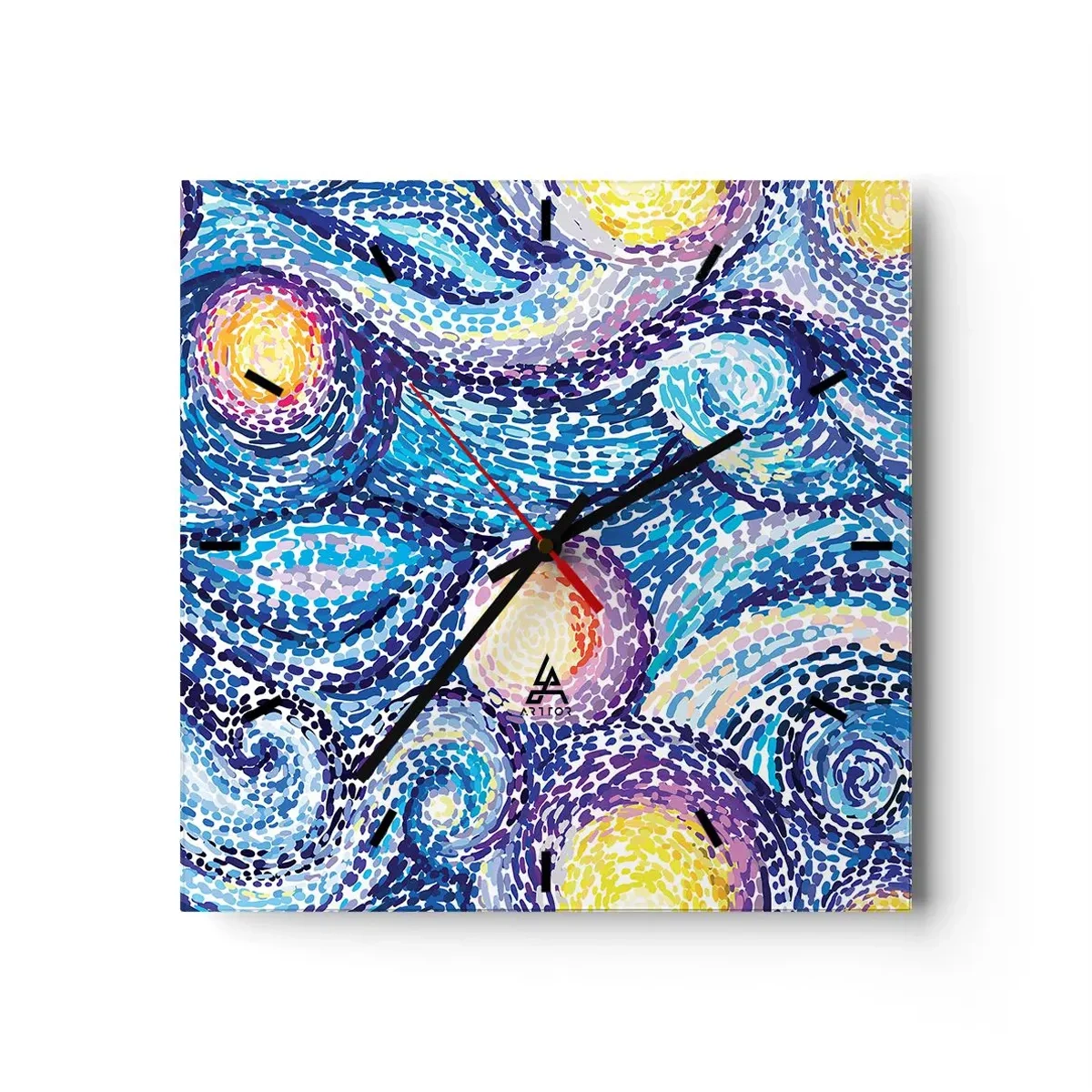 Zegar ścienny - Artystyczna interpretacja gwiaździstego nieba w stylu van Gogha - 30x30cm - Z obrazu van Gogha - Nowoczesna dekoracja ścienna do salonu i sypialni ARTTOR
