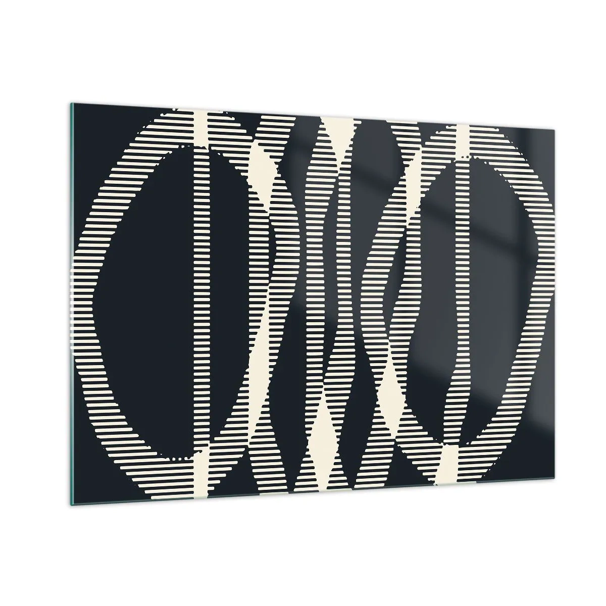 Obraz na szkle - Geometryczne linie w odcieniach czerni i beżu - 100x70cm - Próba przełamania ciemności - Nowoczesna dekoracja ścienna do salonu, kuchni i sypialni ARTTOR