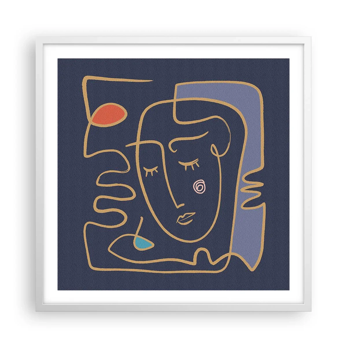 Plakat w białej ramie - W zamyśleniu - 60x60 cm