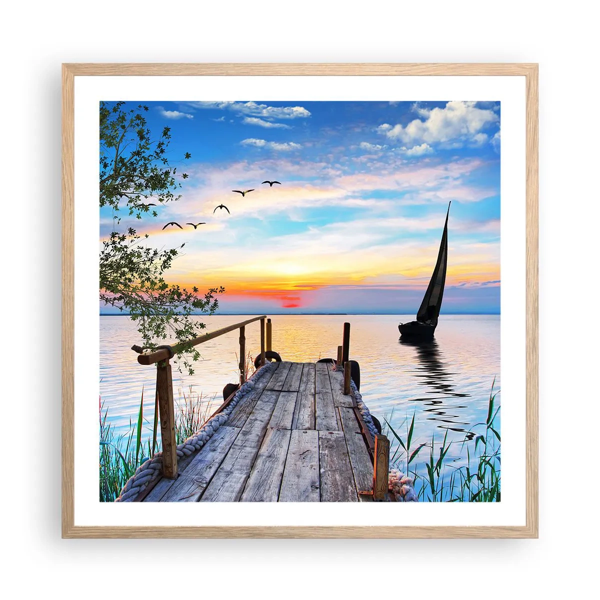 Plakat w ramie jasny dąb - Dobry wieczór - 60x60 cm