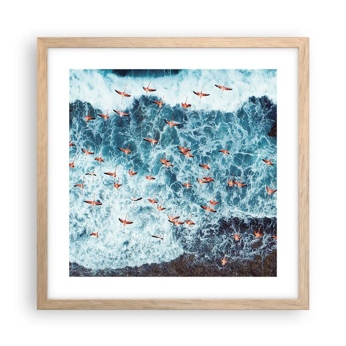 Plakat w ramie jasny dąb - Nadmorska parada - 40x40 cm