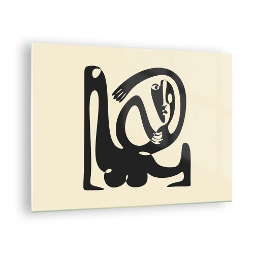 Obraz na szkle - Abstrakcyjny portret w stylu przypominającym Picasso - 70x50cm - Prawie Picasso - Nowoczesna dekoracja ścienna do salonu i sypialni ARTTOR