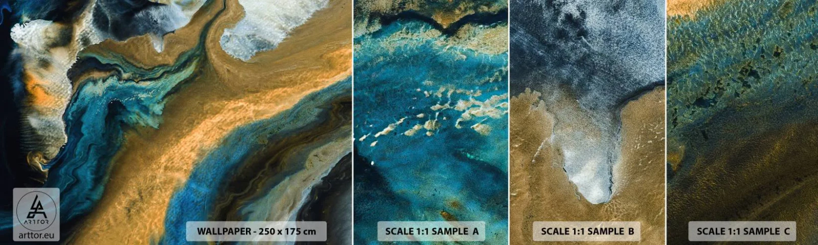 Fototapeta Próbka Samoprzylepna Deluxe Sticker - Niebieski – zółty – wzajemne wpływy - Abstrakcja, Sztuka, Grafika  - 100x30 cm