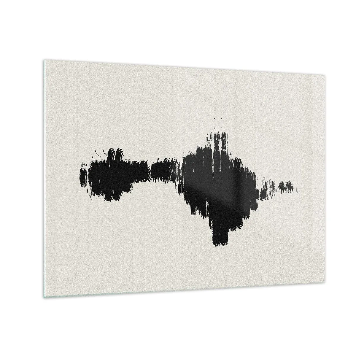 Obraz na szkle - Minimalistyczny wzór czarnego pociągnięcia na jasnym tle - 70x50cm - Drgania wyobraźni - Nowoczesna dekoracja ścienna do salonu i sypialni ARTTOR