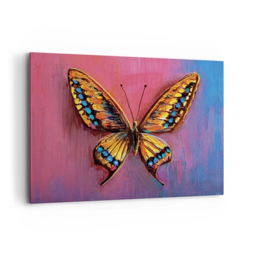 Obraz na płótnie - Kolorowy motyl na abstrakcyjnym tle - 120x80cm - Klejnot natury - Nowoczesna dekoracja ścienna do salonu, kuchni i sypialni ARTTOR