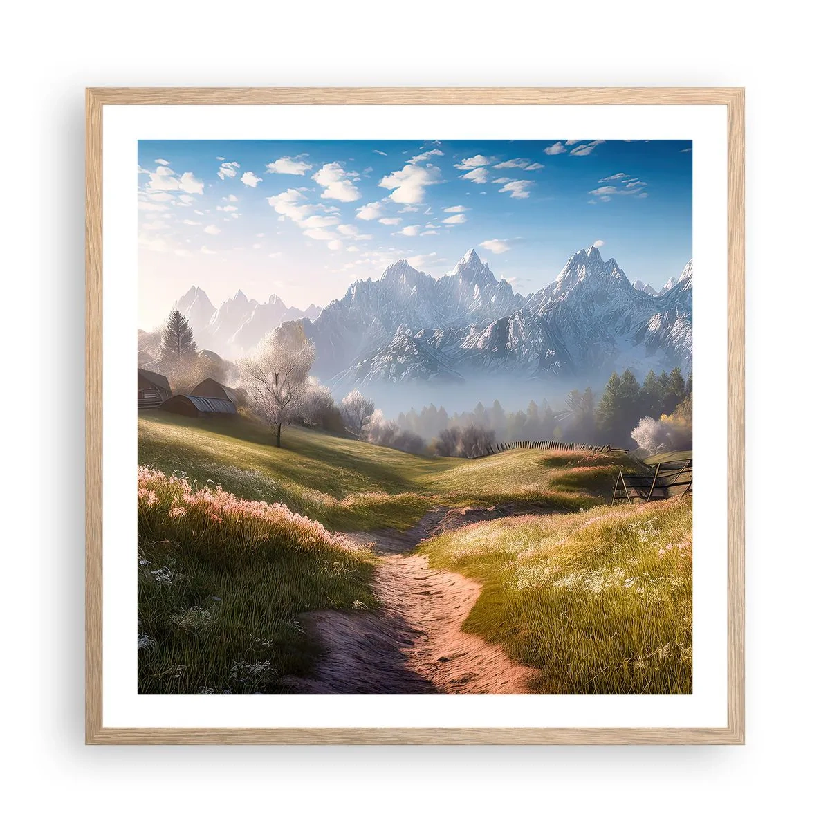 Plakat w ramie jasny dąb - Sielska dolina - 60x60 cm