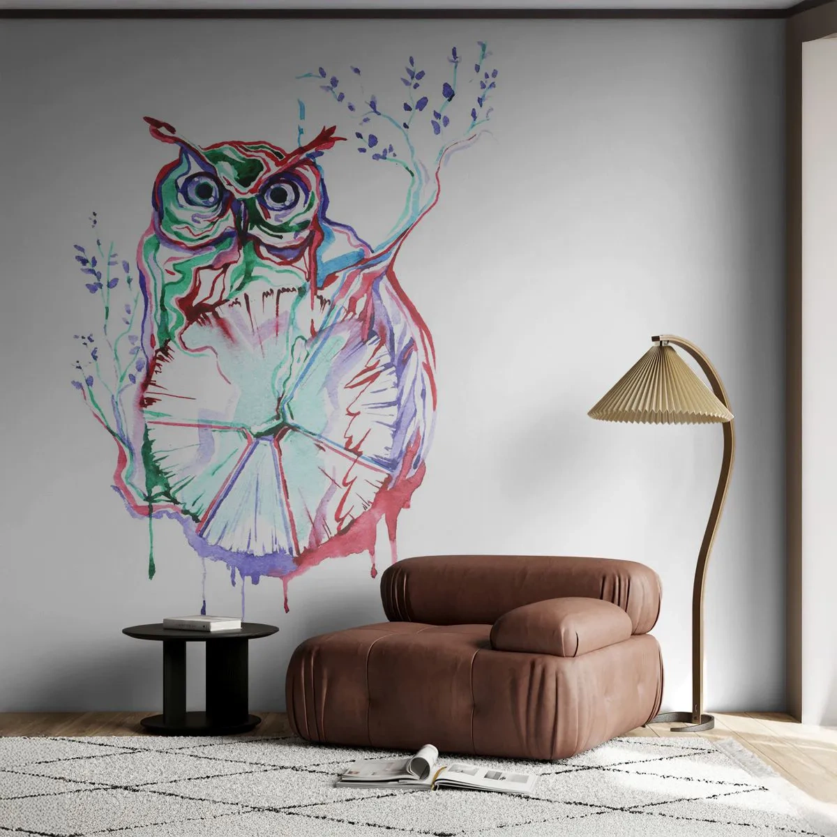 Fototapeta Premium Canvas - Mądra z natury - Ptak, Sowa, Dla Dzieci - 250x175 cm