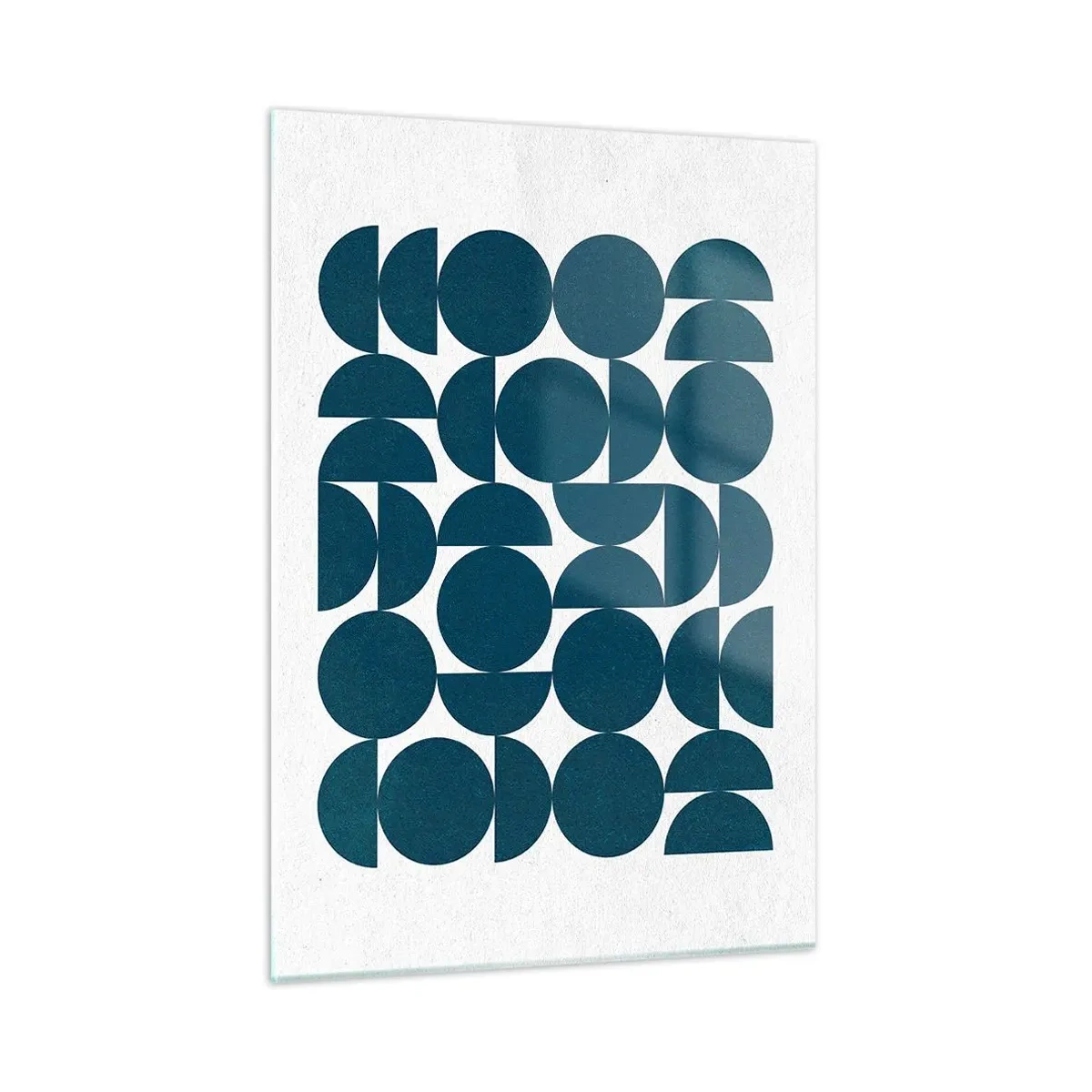 Obraz na szkle - Nowoczesna kompozycja złożona z granatowych kół i półkoli - 50x70cm - Koła i półkola - Nowoczesna dekoracja ścienna do salonu, kuchni i sypialni ARTTOR