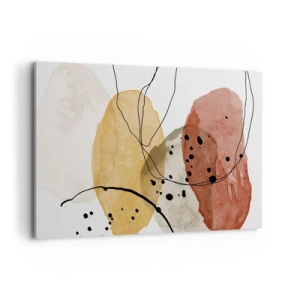 Obraz na płótnie - Abstrakcyjne plamy w odcieniach beżu, żółci i czerwieni - 100x70cm - Jak powietrze lekkie, przejrzyste - Nowoczesna dekoracja ścienna do salonu, kuchni i sypialni ARTTOR