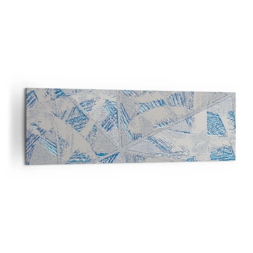 Obraz na płótnie - Geometryczne wzory w odcieniach błękitu i szarości - 160x50cm - W szaroniebieskim labiryncie - Nowoczesna dekoracja ścienna do salonu i sypialni ARTTOR