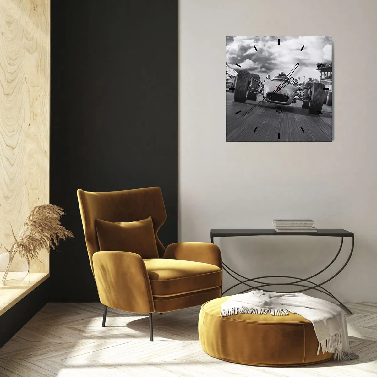 Zegar ścienny - Wyścig klasycznych samochodów w ruchu - 30x30cm - Jest moc! - Nowoczesna dekoracja ścienna do salonu i sypialni ARTTOR