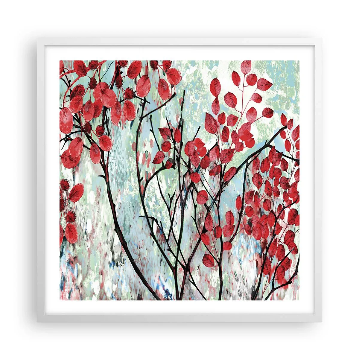 Plakat w białej ramie - Drzewo w szkarłacie - 60x60 cm