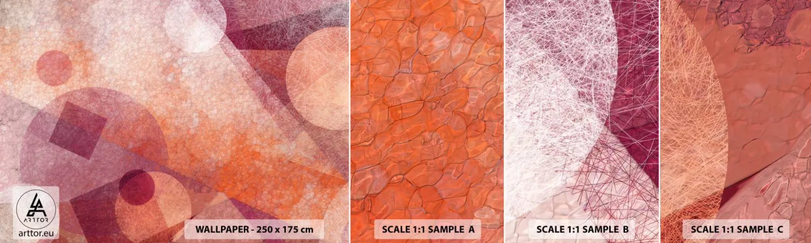 Fototapeta Próbka Standard Eco - Przekształcenia geometryczne w różu - Abstrakcja, Sztuka, Nowoczesny Wzór - 100x30 cm