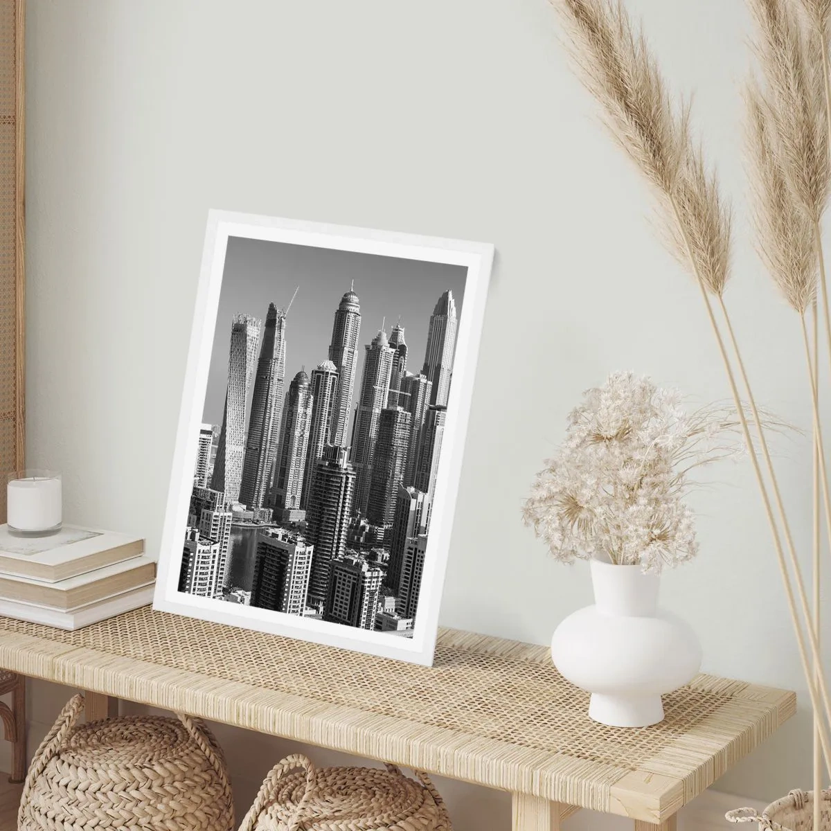 Plakat w białej ramie - Miasto nad pustynią - 70x100 cm