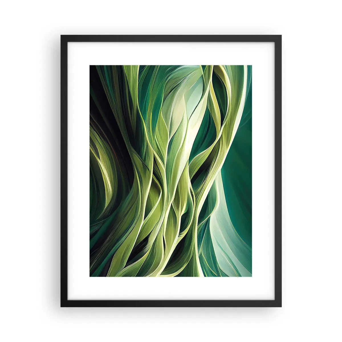 Plakat w czarnej ramie - Abstrakcyjna gra w zielone - 40x50 cm