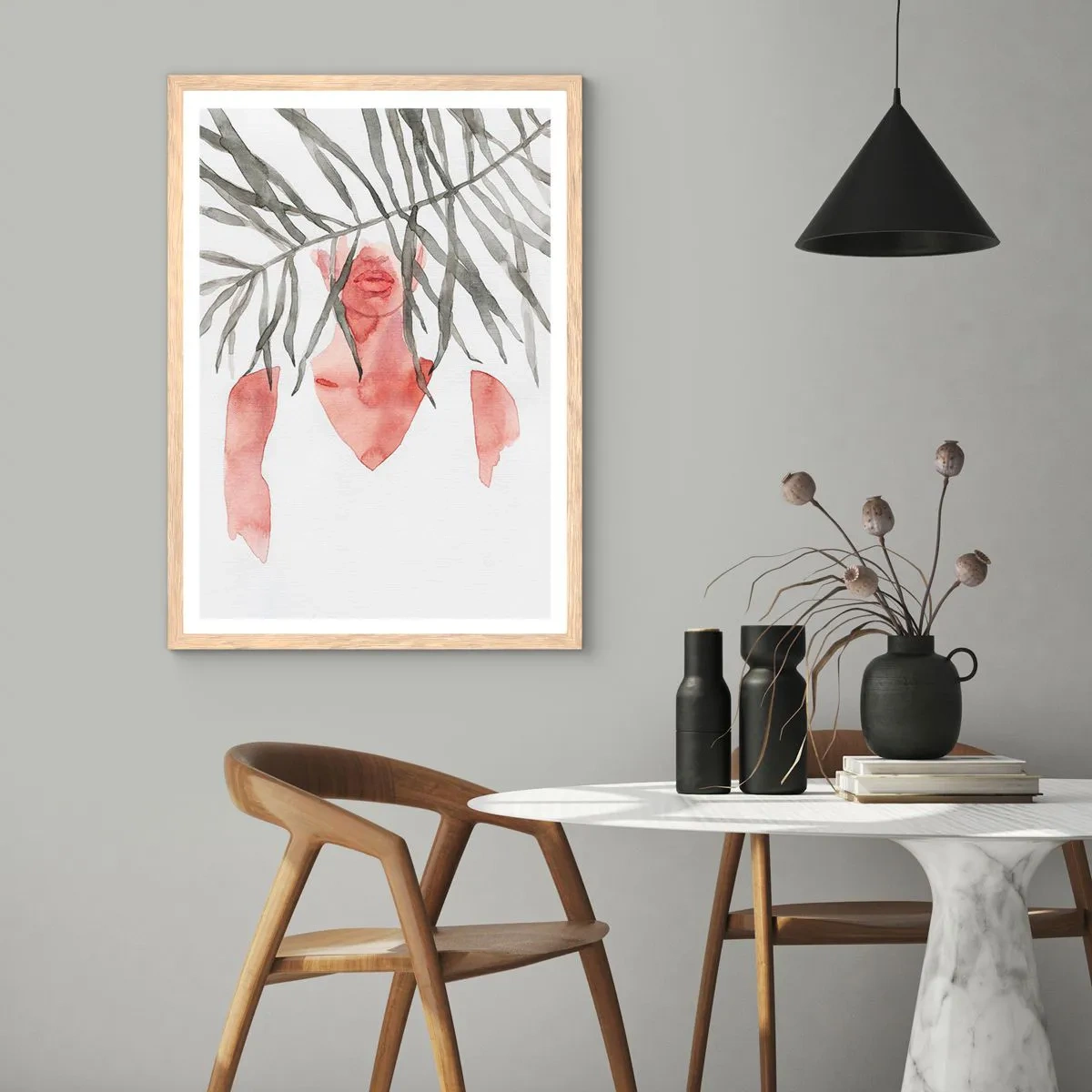 Plakat w ramie jasny dąb - Dama tropików - 61x91 cm