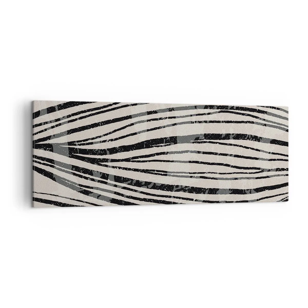 Obraz na płótnie - Abstrakcyjne fale w czarno-białych odcieniach - 140x50cm - Rozlewisko linii - Nowoczesna dekoracja ścienna do salonu i sypialni ARTTOR