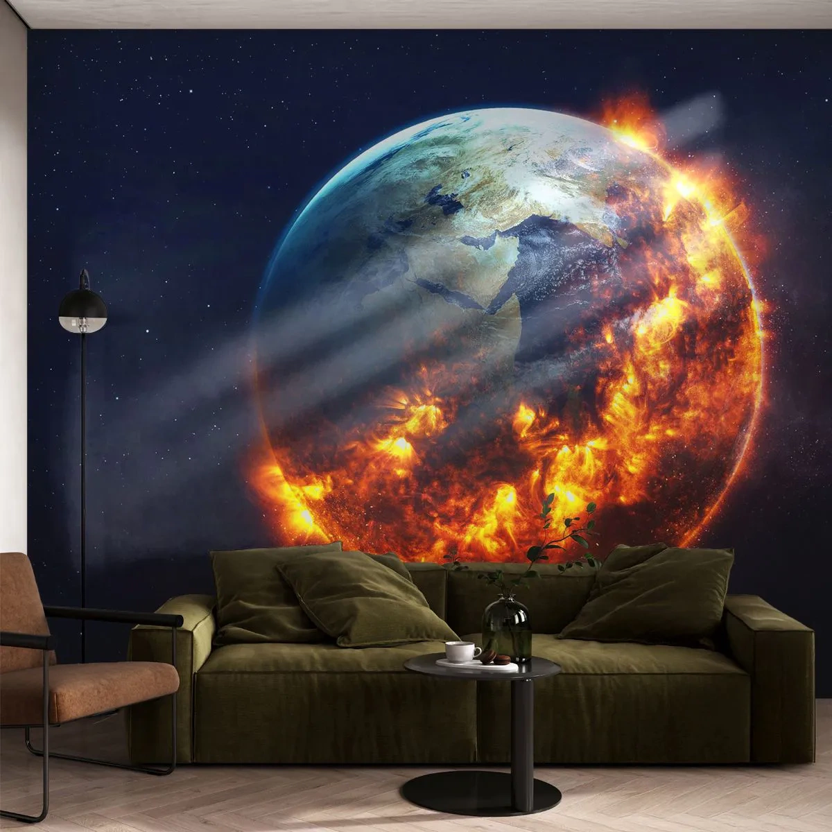 Fototapeta Samoprzylepna Deluxe Sticker - Płomień apokalipsy - Kosmos, Planeta Ziemia, Płomienie Ognia - 250x175 cm