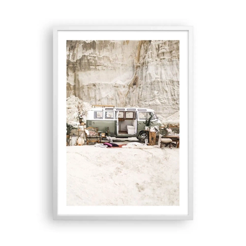 Plakat w białej ramie - Podróż czas zacząć - 50x70 cm