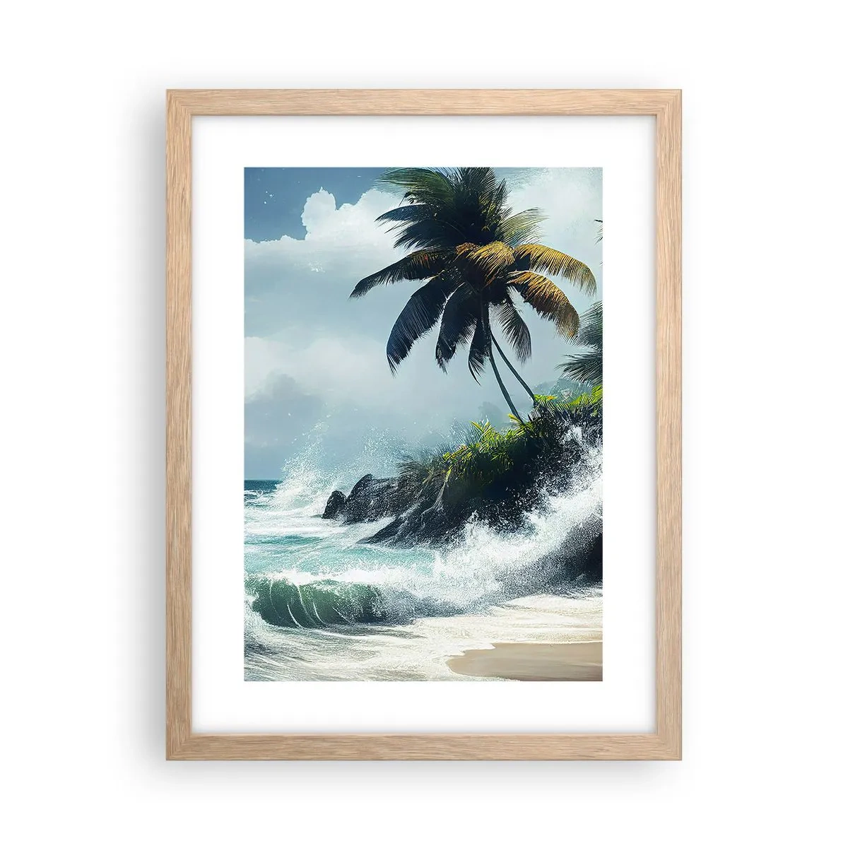 Plakat w ramie jasny dąb - Na tropikalnym brzegu - 30x40 cm