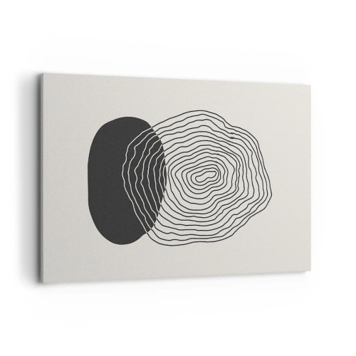 Obraz na płótnie - Abstrakcyjny wzór z liniami i kształtami w czerni i bieli - 120x80cm - Trwanie i drganie - Nowoczesna dekoracja ścienna do salonu, kuchni i sypialni ARTTOR
