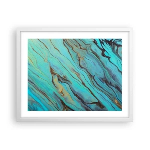 Plakat w białej ramie - Turkusowy przypływ - 50x40 cm