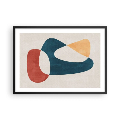 Plakat w czarnej ramie - Abstrakcyjne kształty w harmonijnych kolorach - 70x50cm - Wpływy i metamorfozy - Nowoczesna dekoracja ścienna do salonu i sypialni ARTTOR
