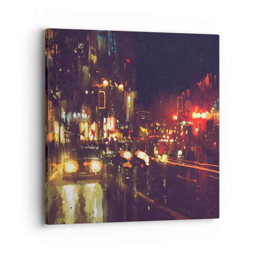 Obraz na płótnie - Zatopiona w światłach nocy - 40x40 cm