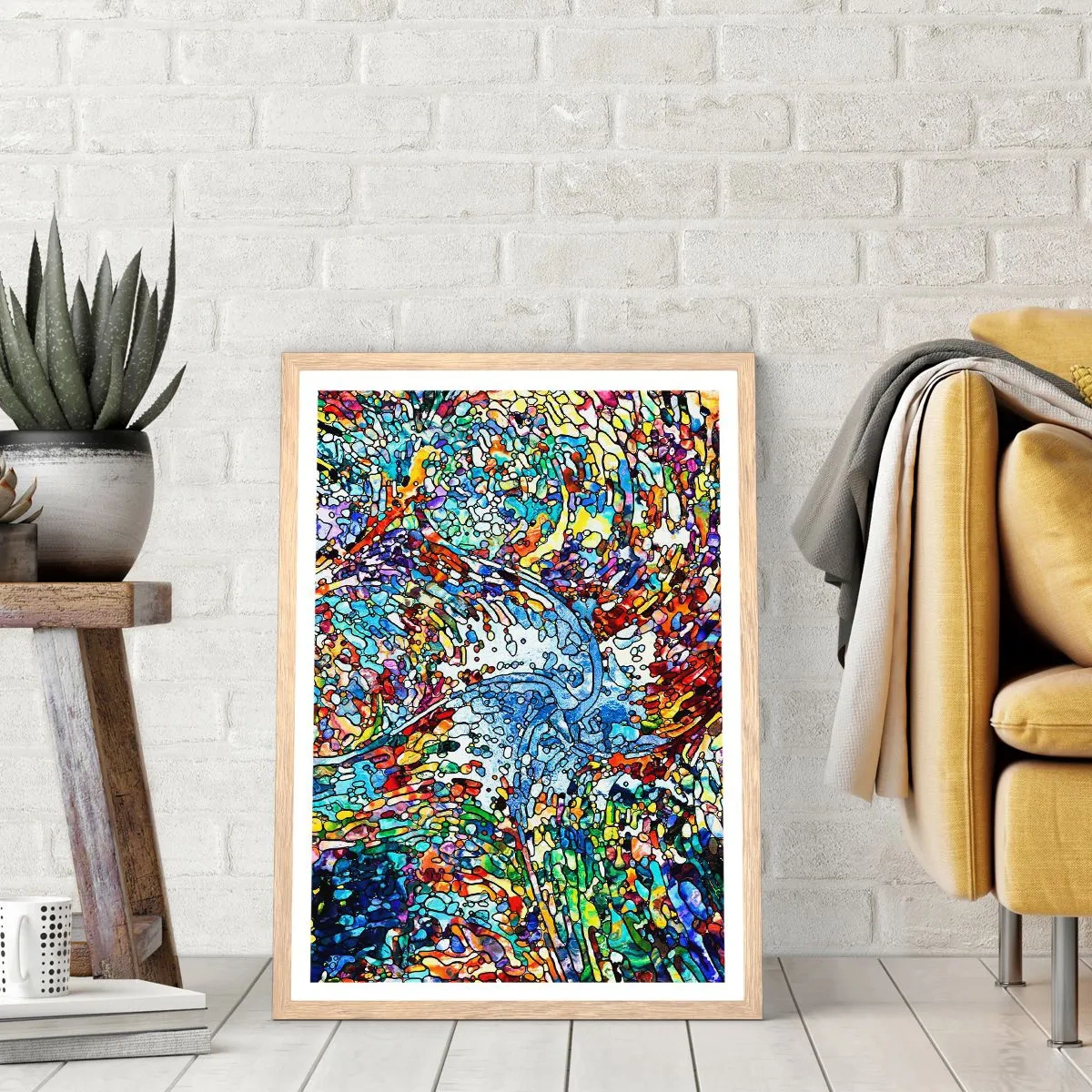 Plakat w ramie jasny dąb - Witraż kroplisty - 70x100 cm