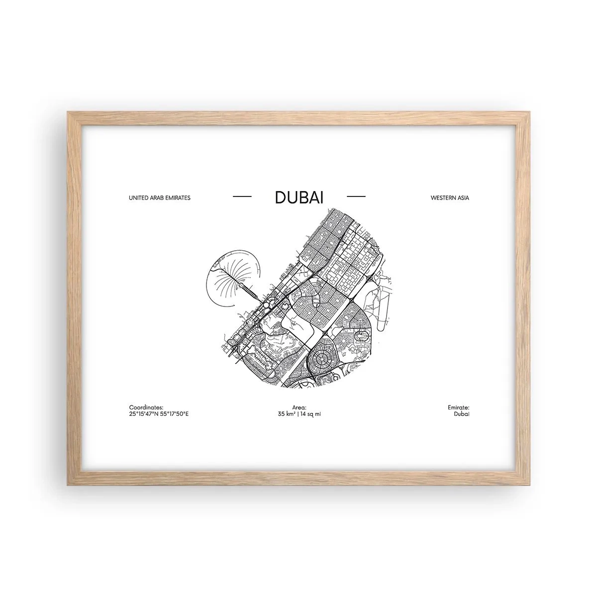 Plakat w ramie jasny dąb - Anatomia Dubaju - 50x40 cm