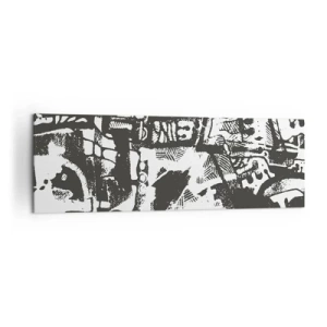 Obraz na płótnie - Abstrakcyjny monochromatyczny wzór w stylu retro - 160x50cm - Porządek czy chaos? - Nowoczesna dekoracja ścienna do salonu i sypialni ARTTOR
