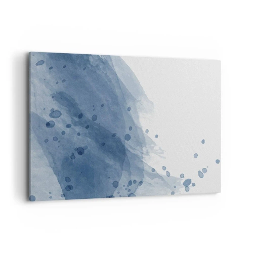 Obraz na płótnie - Abstrakcyjne plamy i smugi w odcieniach niebieskiego - 100x70cm - Niebieski tiul - Nowoczesna dekoracja ścienna do salonu, kuchni i sypialni ARTTOR
