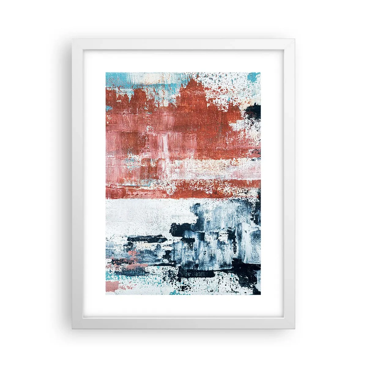 Plakat w białej ramie - Abstrakcyjne pół na pół - 30x40 cm