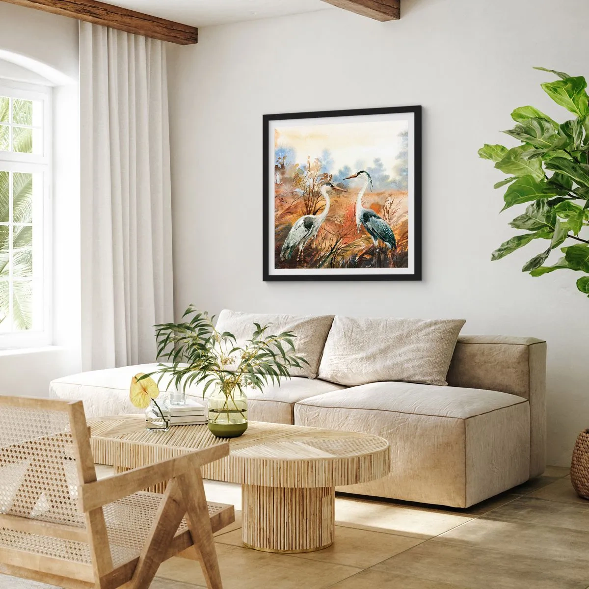 Plakat w czarnej ramie - Dokąd jesienią? - 60x60 cm