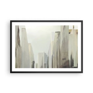 Plakat w czarnej ramie - Abstrakcyjny krajobraz miasta w pastelowych odcieniach - 70x50cm - Sen o mieście - Nowoczesna dekoracja ścienna do salonu i sypialni ARTTOR