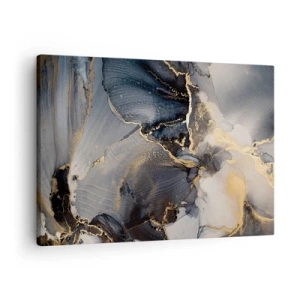 Obraz na płótnie - Abstrakcyjne złoto i szarość na płótnie - 70x50cm - Życie kamienia - Nowoczesna dekoracja ścienna do salonu i sypialni ARTTOR