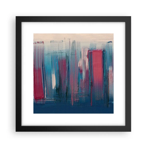 Plakat w czarnej ramie - Kompozycja wertykalna w błękicie i czerwieni - 30x30 cm