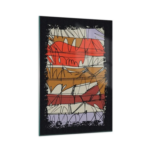 Obraz na szkle - Abstrakcyjna kompozycja w intensywnych kolorach - 70x100cm - Kompozycja spontaniczna - Nowoczesna dekoracja ścienna do salonu i sypialni ARTTOR