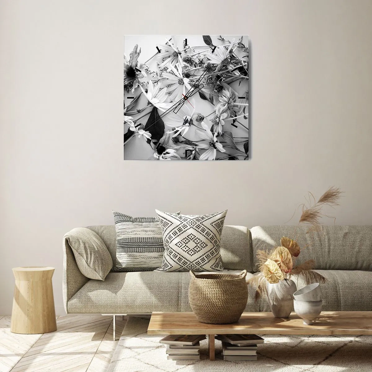 Zegar ścienny - Nie-bukiet kwiatów - 30x30 cm