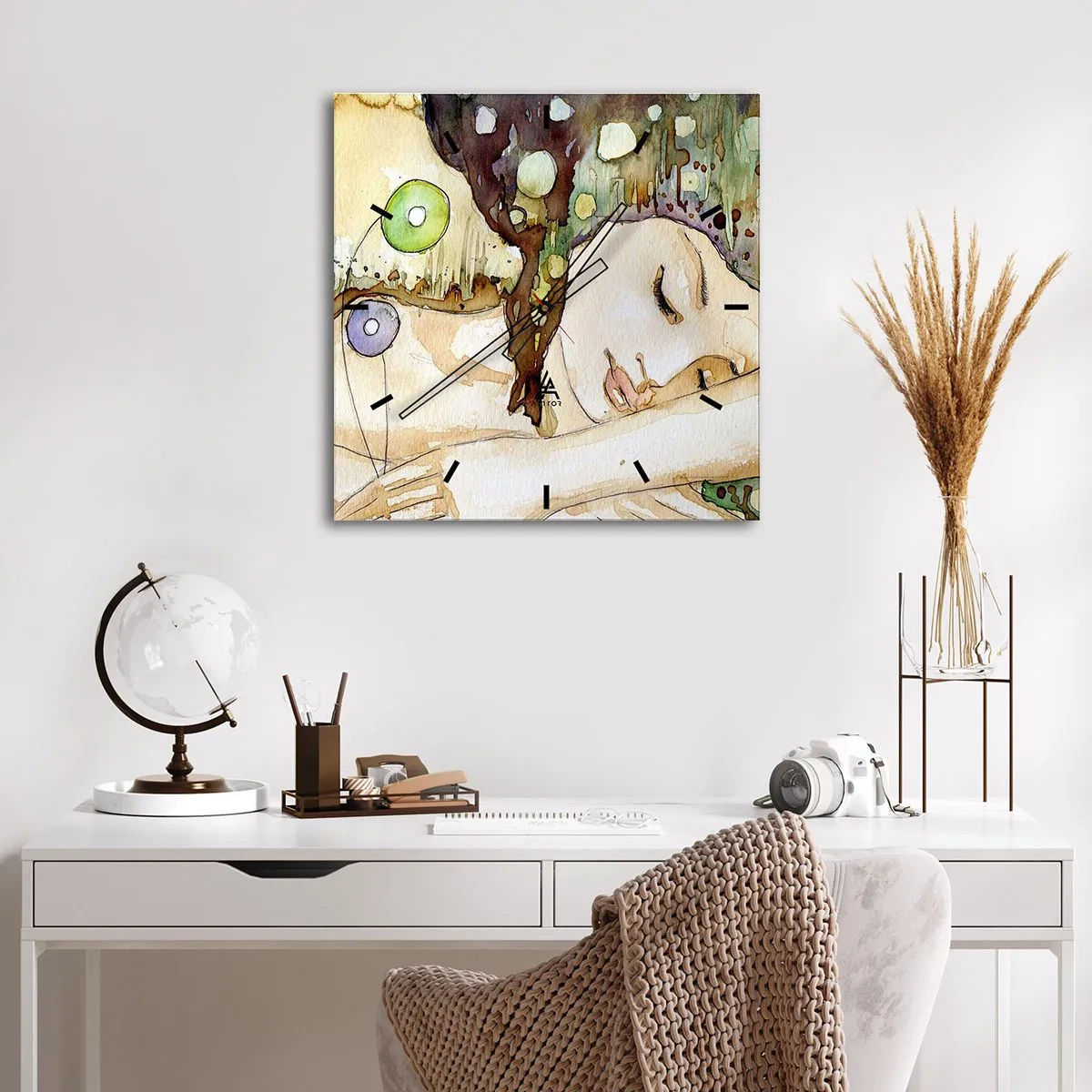 Zegar ścienny - Szmaragdowo-fiołkowy sen - 40x40 cm